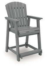 Back view of dark gray outdoor barstool