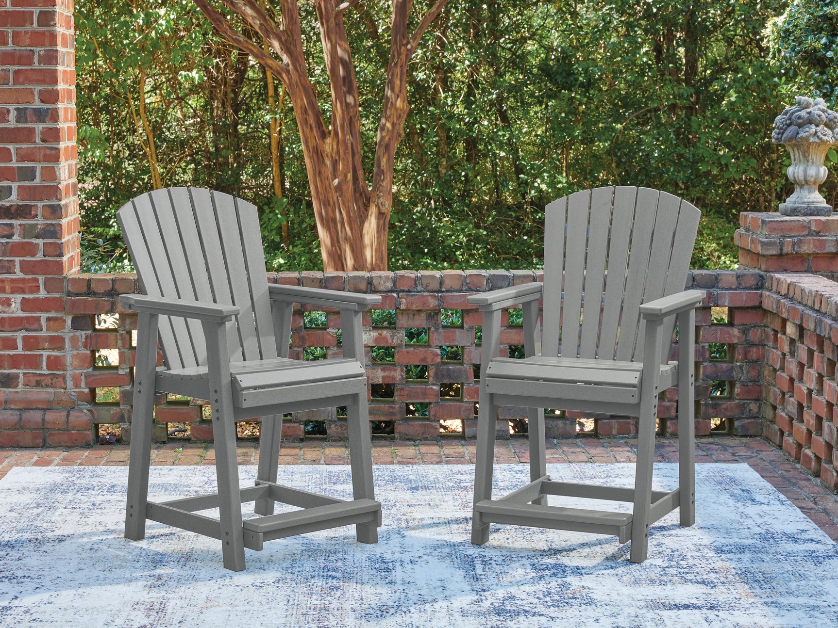 Close-up of slatted seat design on Sanctuary Beach bar stool