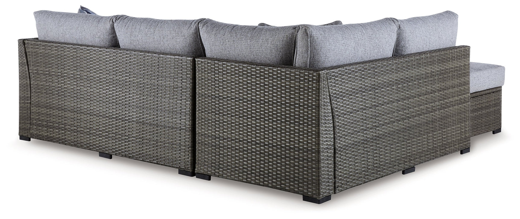 Close-up of Petal Road resin wicker and cushions