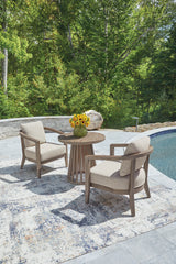 Joy Lagoon Beige Outdoor Dining Set with Cushions and Round Table