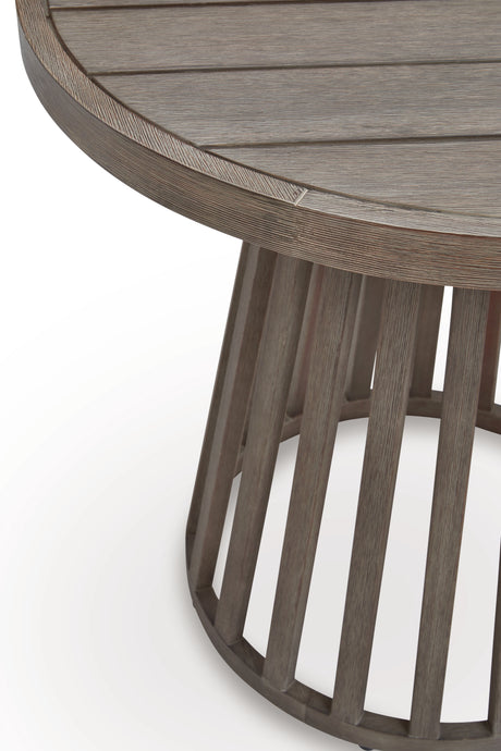Joy Lagoon Beige Outdoor Dining Set with Cushions and Round Table