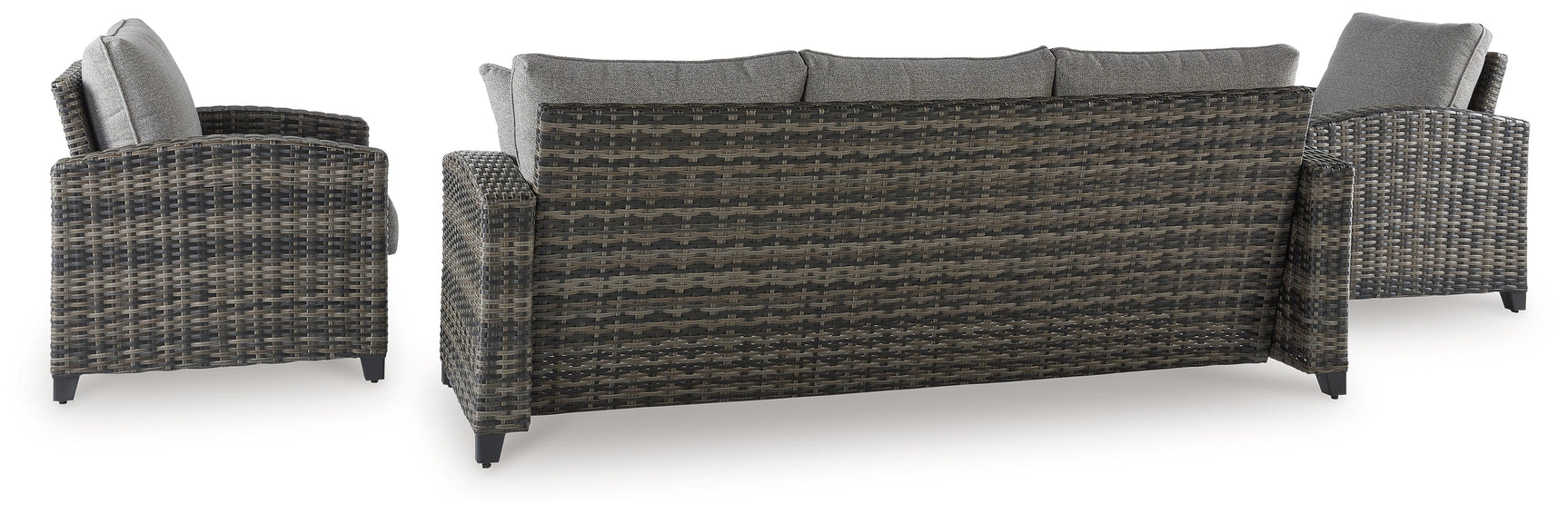 Oasis Court sofa back view showing wicker texture