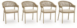 Orchard Beach outdoor arm chair with beige cushion, side view