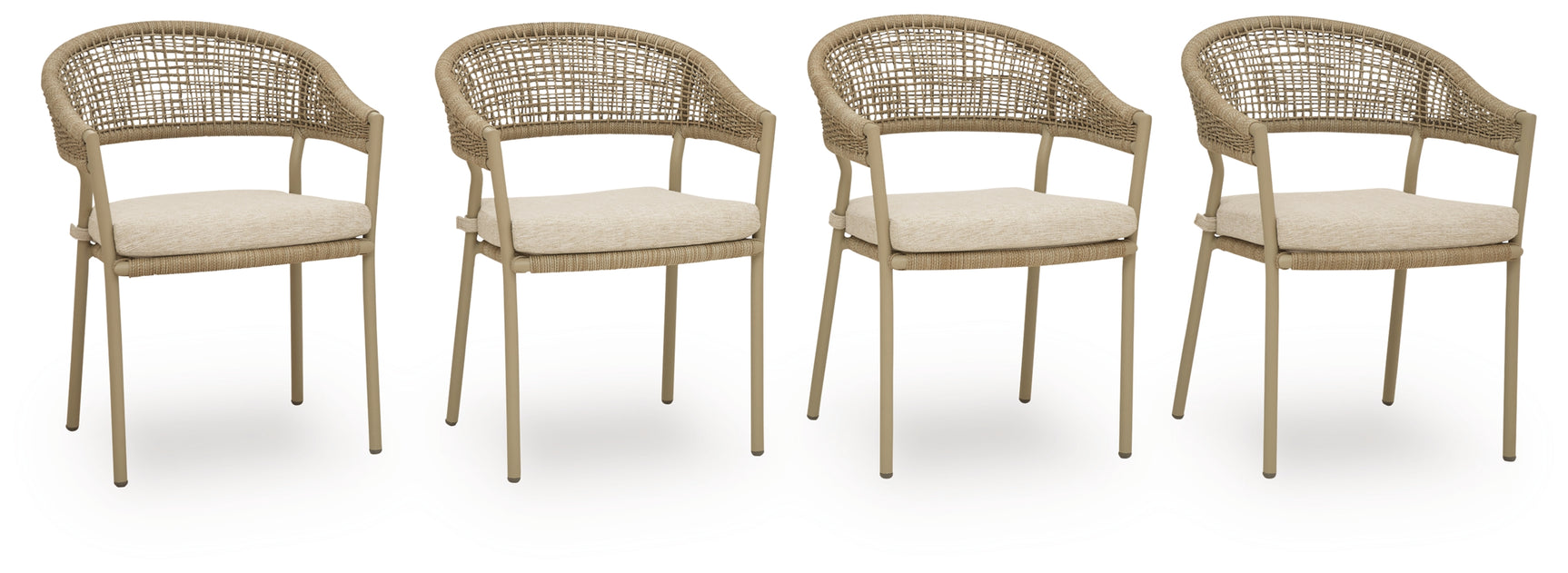 Orchard Beach outdoor arm chair with beige cushion, side view