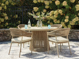 Outdoor dining table close-up detail of tabletop