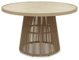 Orchard Beach Outdoor Dining Table base and tabletop detail