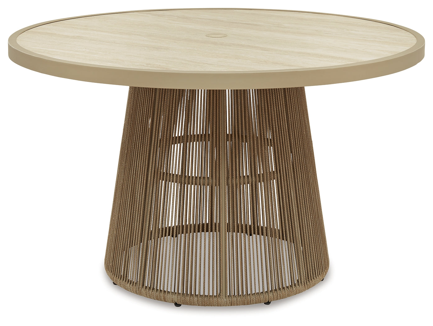 Orchard Beach Outdoor Dining Table base and tabletop detail