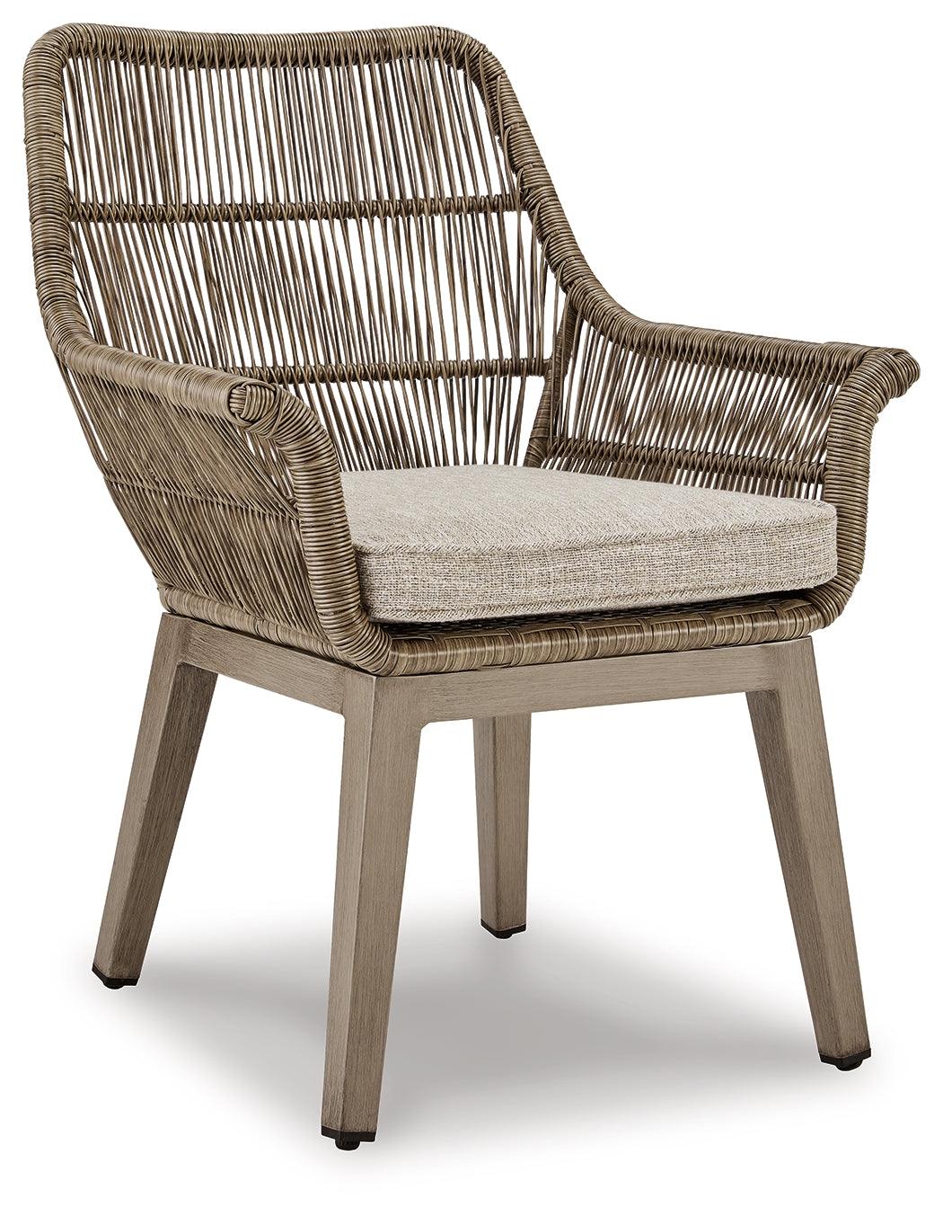 Beach Front Beige Outdoor Arm Chair with Cushion - back view