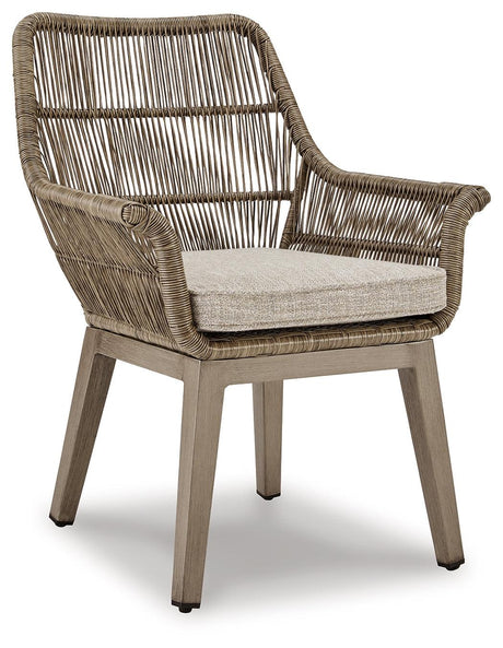 Beach Front Beige Outdoor Arm Chair with Cushion - back view