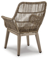 Beach Front Beige Outdoor Arm Chair with Cushion - full set of 2 chairs