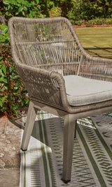 Beach Front Beige Outdoor Arm Chair with Cushion - swatch showing fabric color