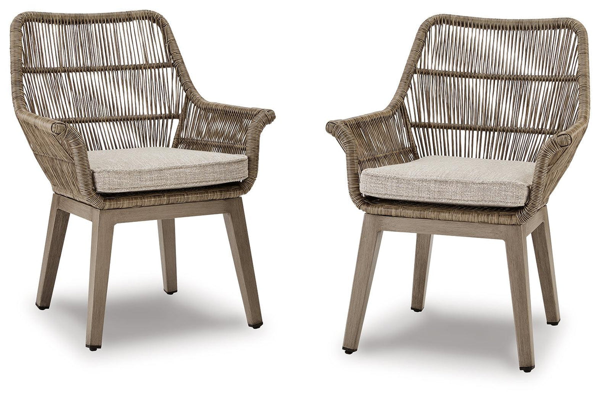 Beach Front Beige Outdoor Arm Chair with Cushion - front view
