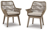 Beach Front Beige Outdoor Arm Chair with Cushion - front view