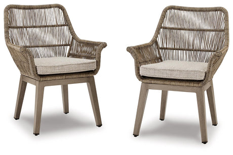 Beach Front Beige Outdoor Arm Chair with Cushion - front view