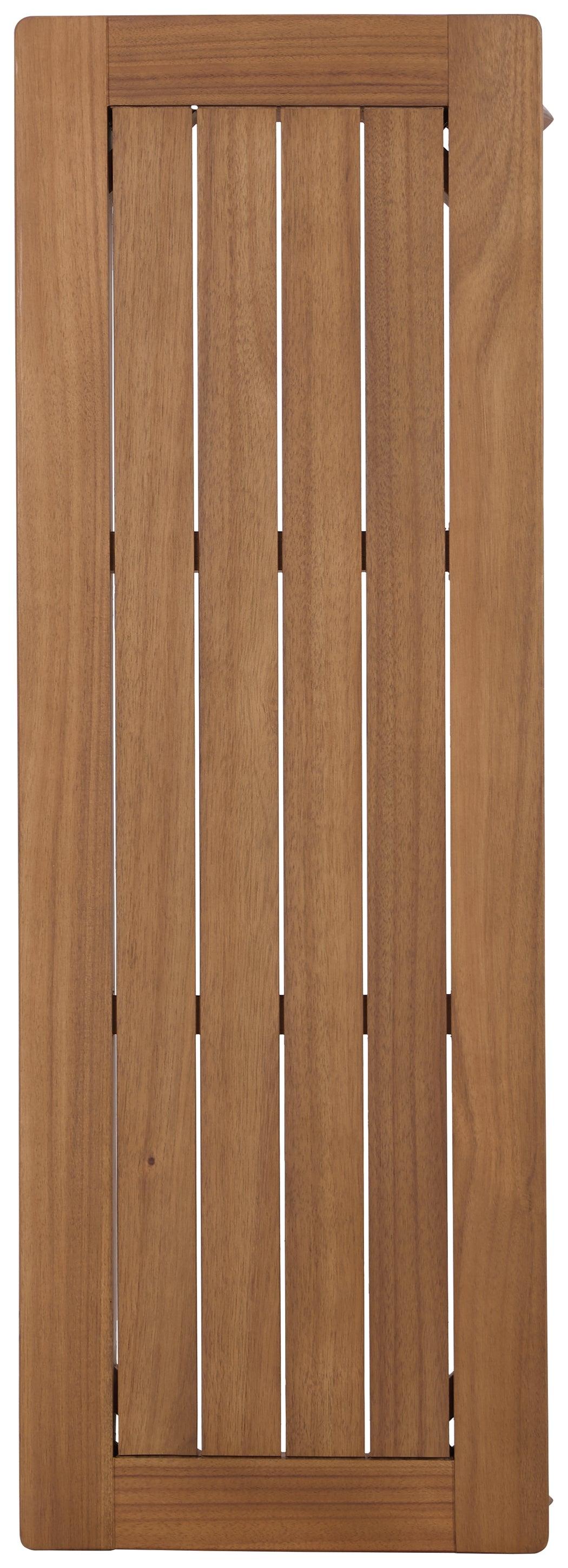 Janiyah Outdoor Dining Bench top view showing wood finish