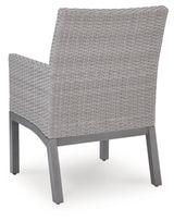 Back view of an outdoor dining chair