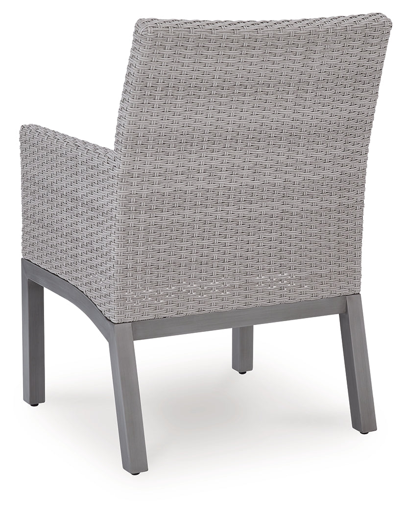 Back view of an outdoor dining chair