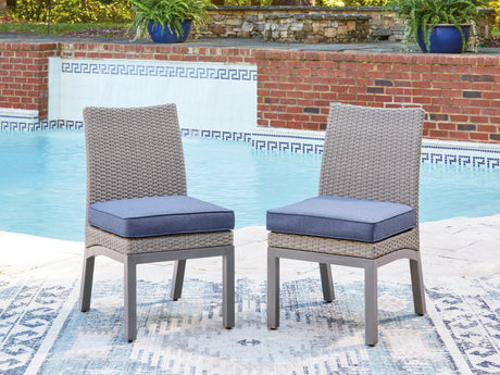 Outdoor side chair back view with cushion