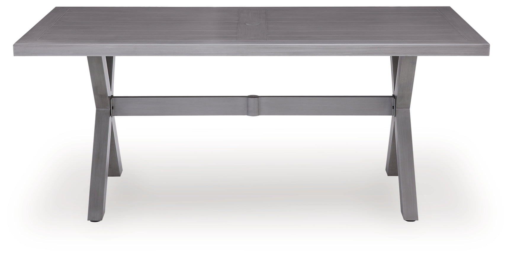 Half Moon Beach Gray Outdoor Dining Table, head-on front view