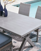 Half Moon Beach Gray Outdoor Dining Table, top detail of tabletop