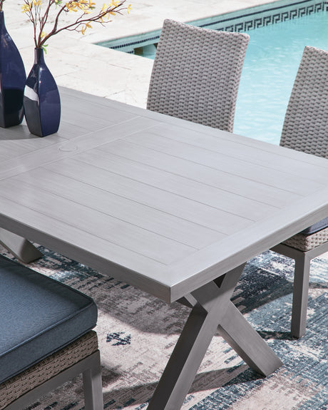 Half Moon Beach Gray Outdoor Dining Table, top detail of tabletop