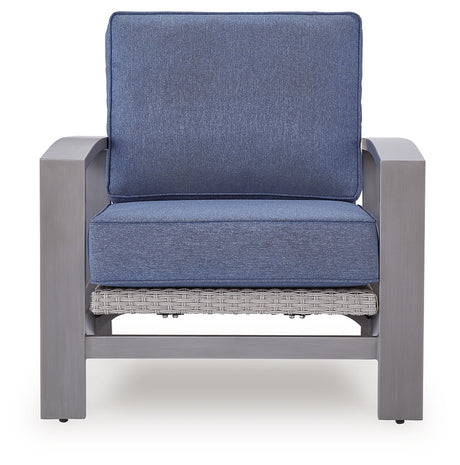 Front view of lounge chair with cushions