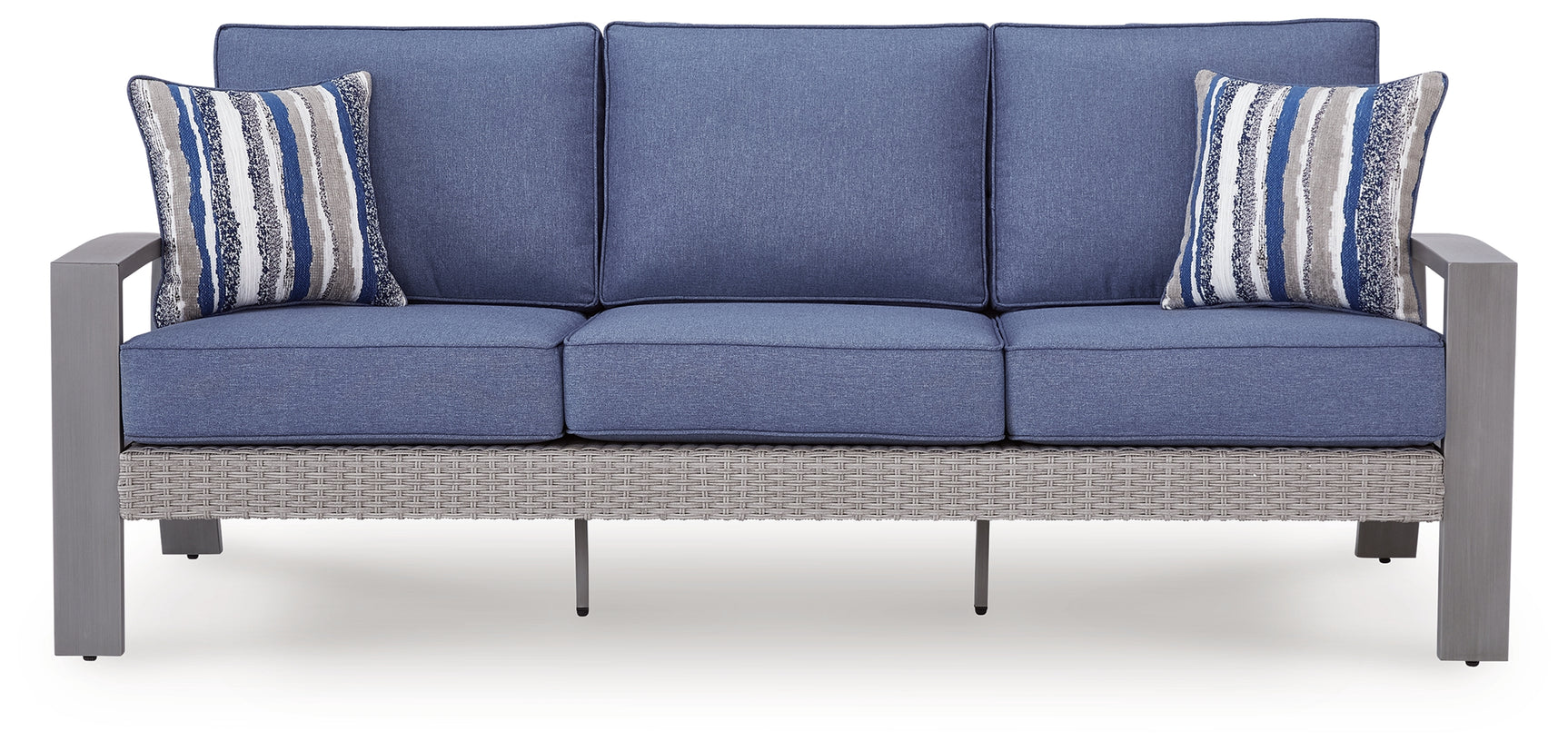Moon Beach outdoor sofa and loveseat set in blue-gray resin wicker