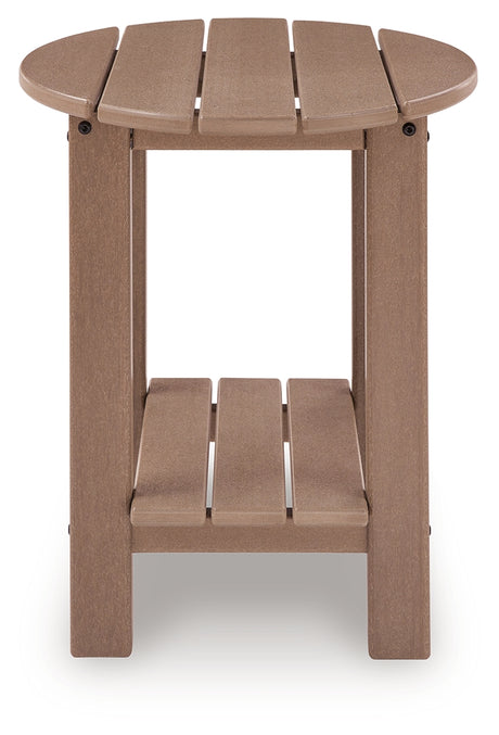Grover Beach Driftwood Outdoor End Table slatted top detail