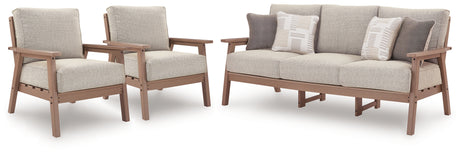 Grover Driftwood Beach outdoor sofa with close-up on cushions
