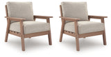 Grover Beach Outdoor Lounge Chair side angle showing wood-look frame