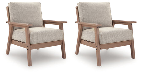 Grover Beach Outdoor Lounge Chair side angle showing wood-look frame