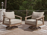 Close-up of Harmony Headlands lounge chair cushion and woven resin wicker