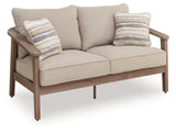 Harmony Outdoor Loveseat angled view with cushions