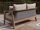 Close-up of wicker texture and cushions