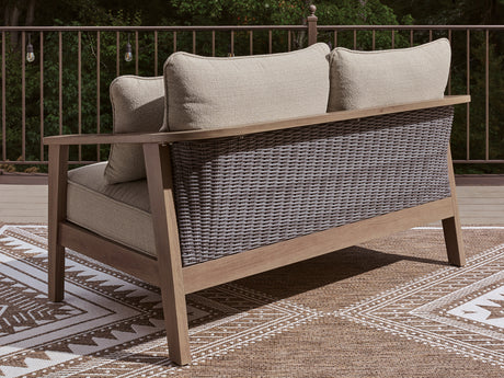Close-up of wicker texture and cushions