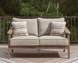 Harmony Headlands outdoor sofa, loveseat, and coffee table set in natural gray