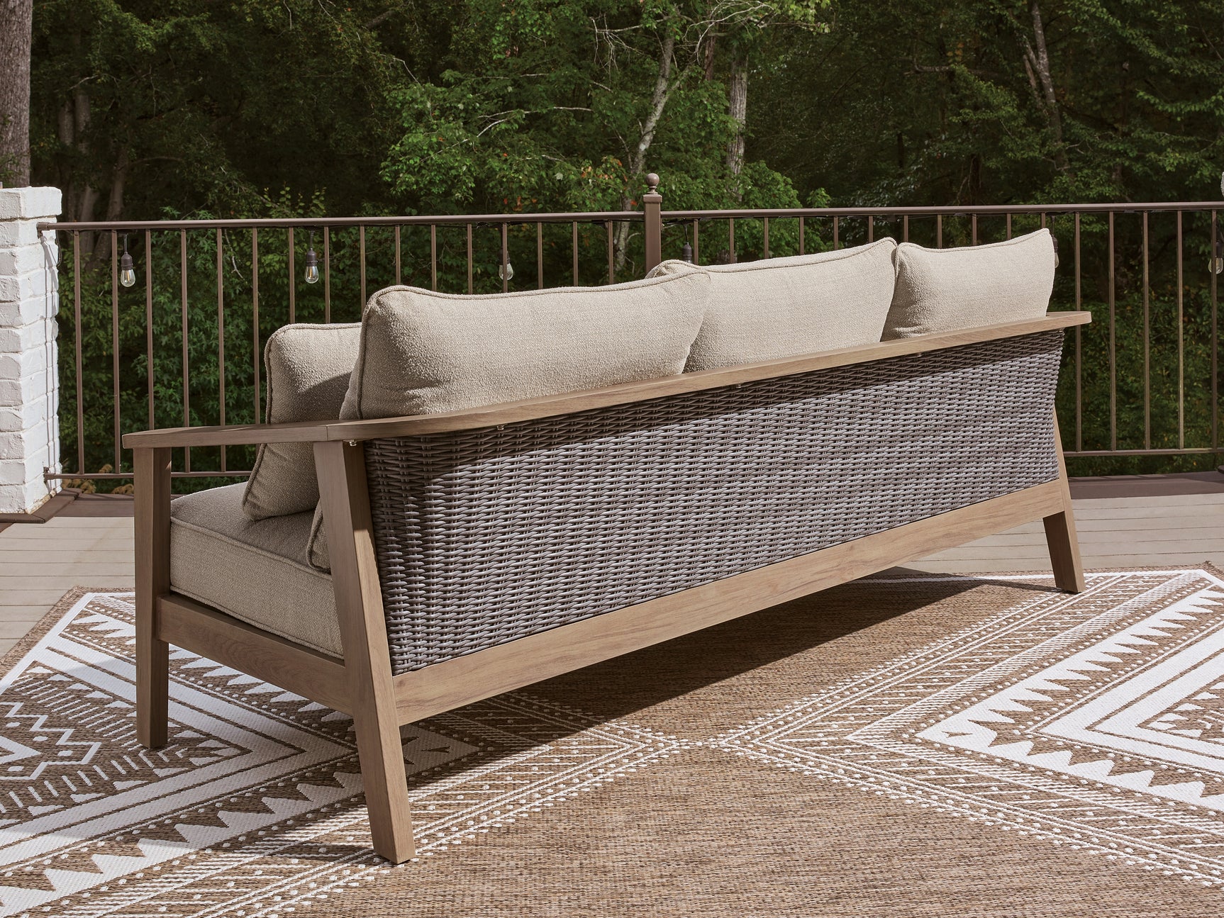 Harmony Headlands Outdoor Sofa natural gray rear angle