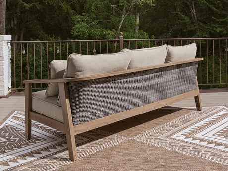 Harmony Headlands Outdoor Sofa natural gray rear angle