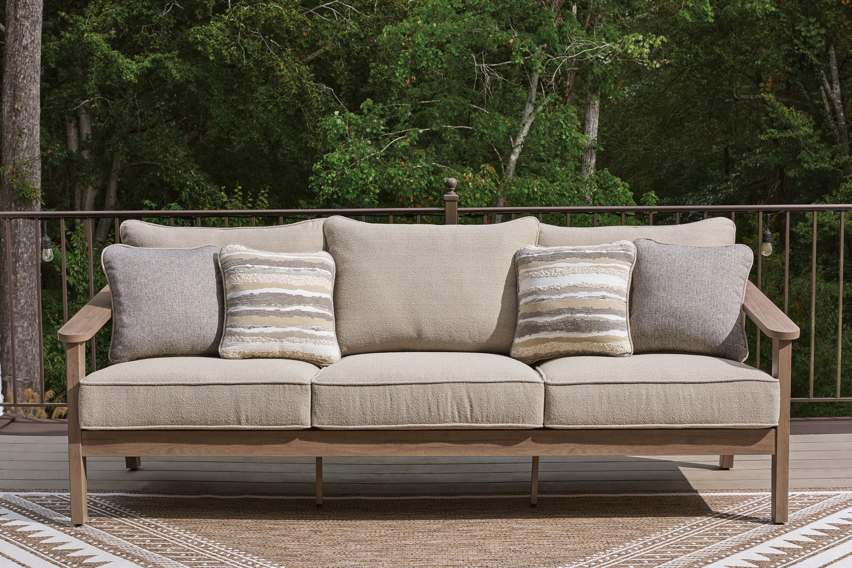 Harmony outdoor sofa cushions in natural gray fabric
