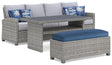 Naples sectional showing resin wicker and cushion detail