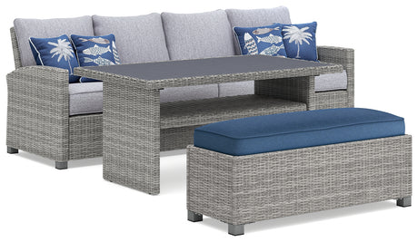 Naples sectional showing resin wicker and cushion detail