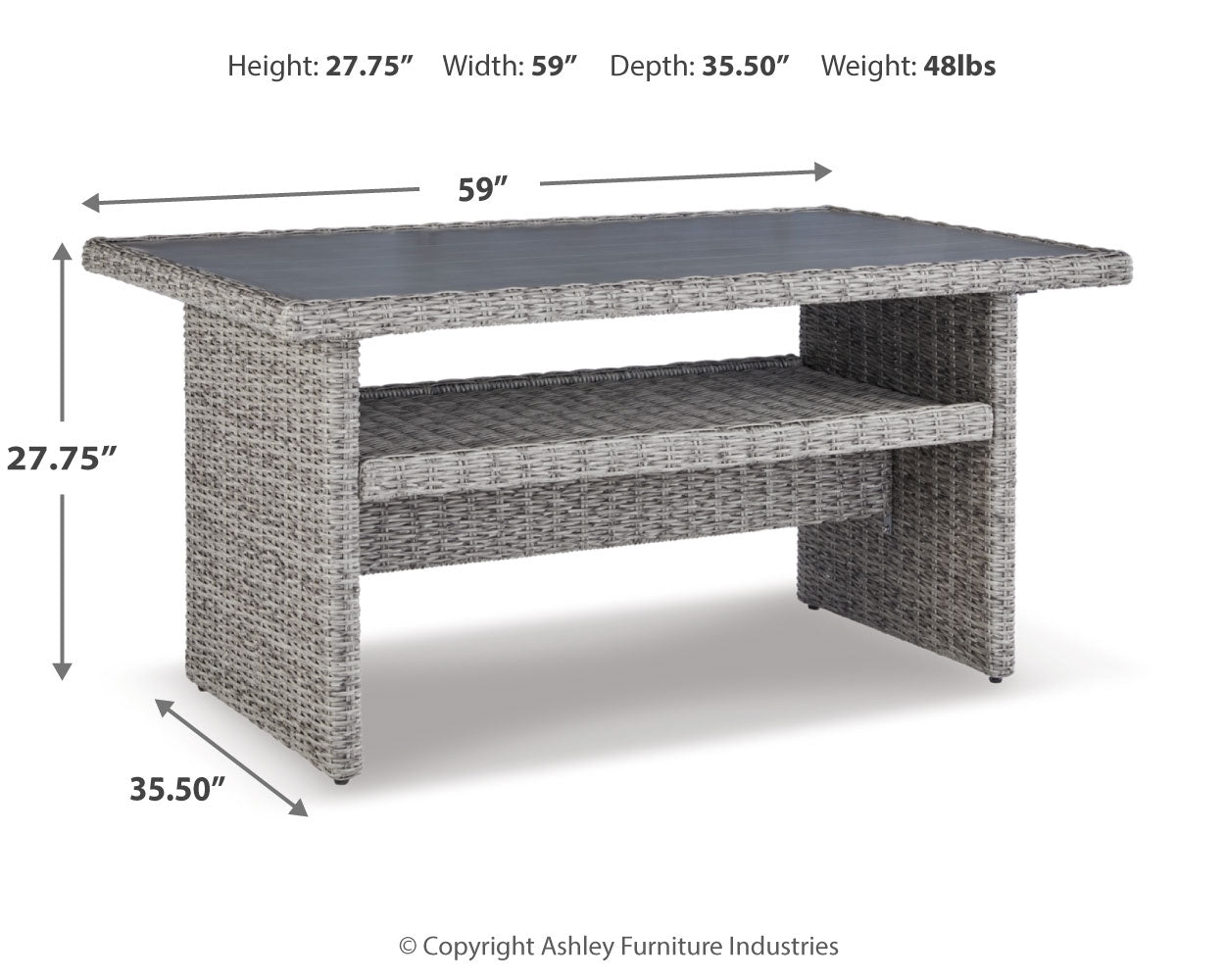 Naples light gray 2-piece outdoor sectional with table and bench, front view