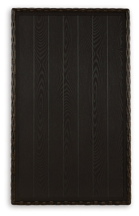 Close-up detail of Brook Ranch table wicker and finish