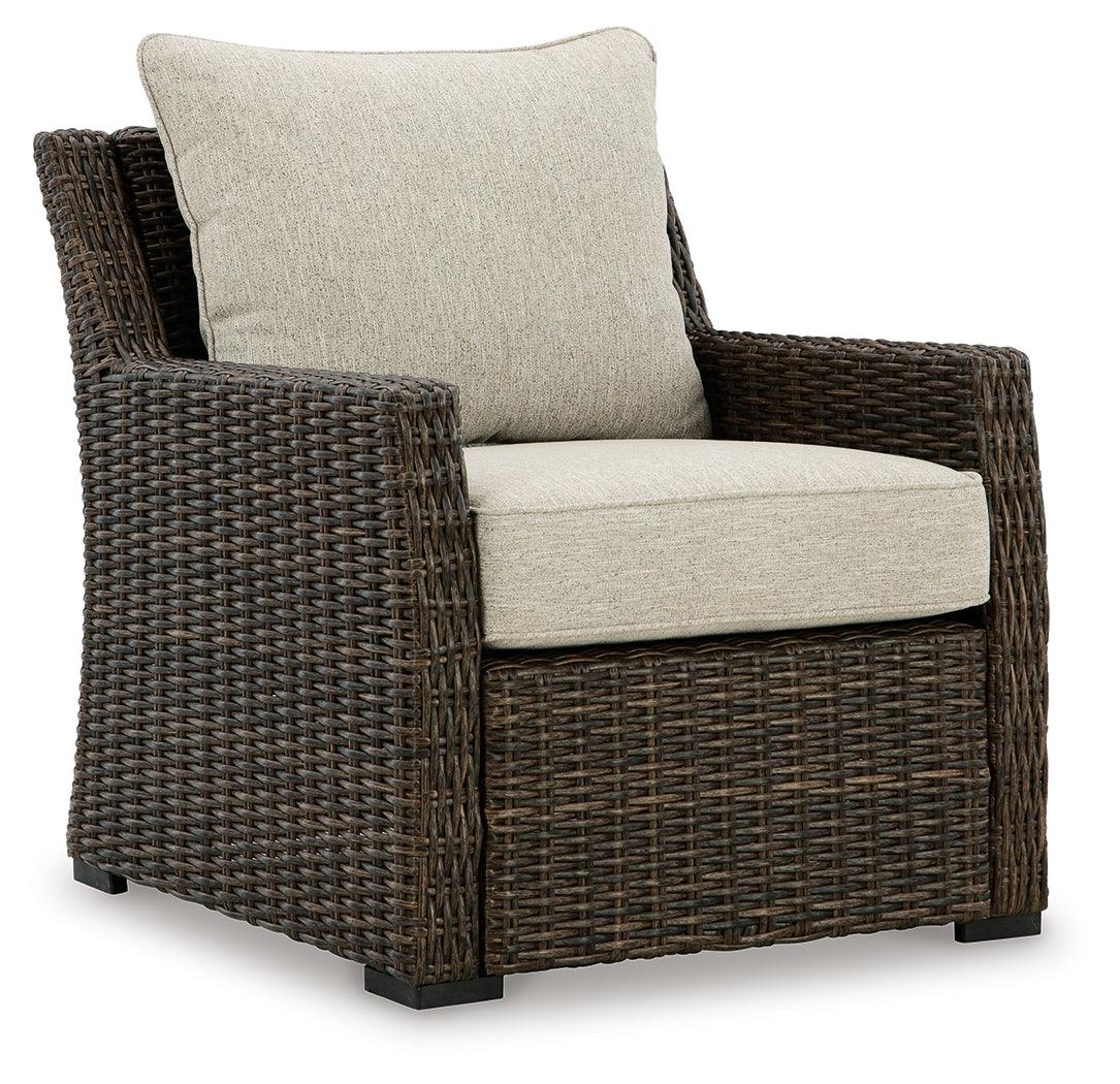 Brook Ranch Brown Outdoor Lounge Chair with Cushion - side angle view