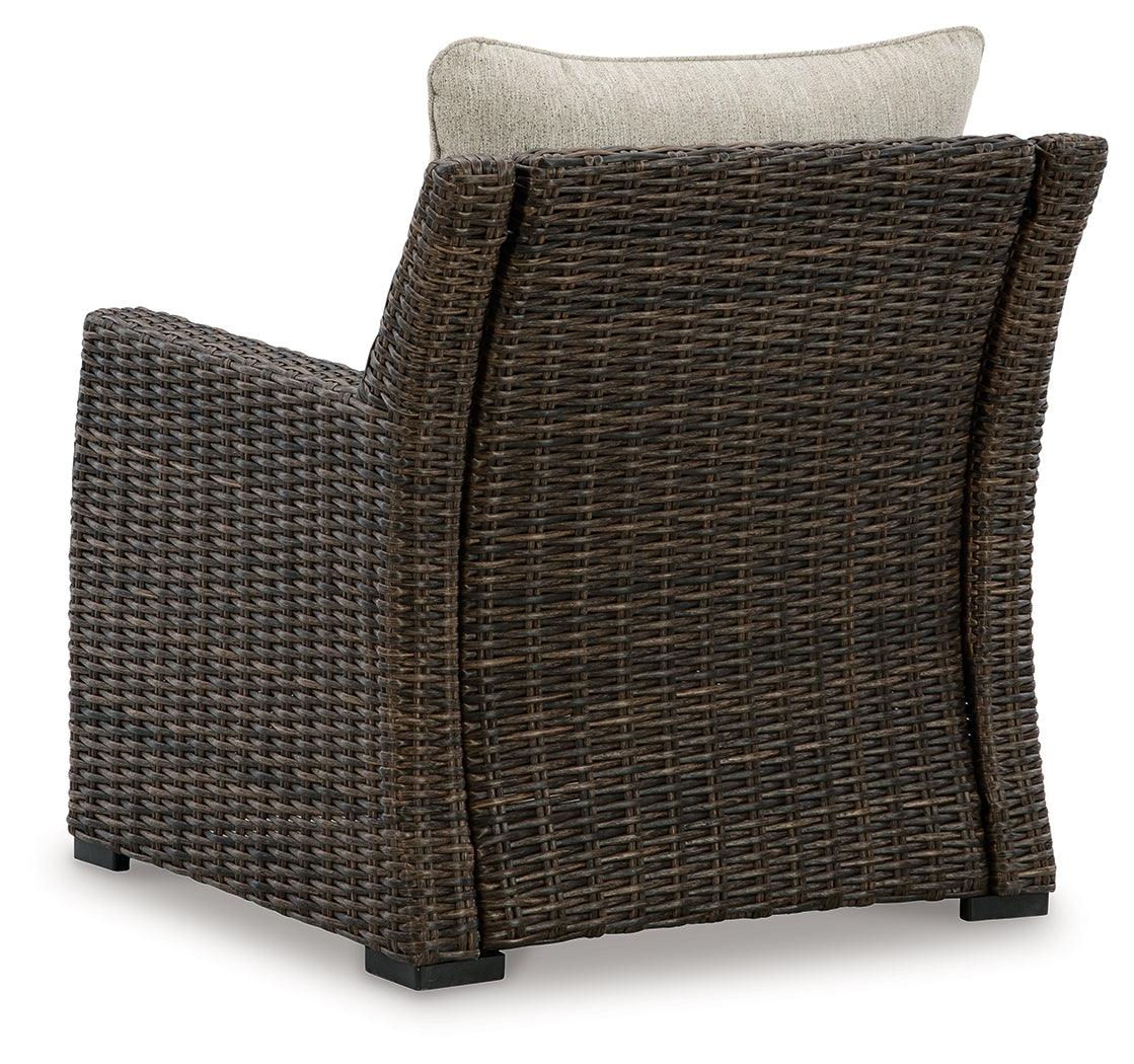 Brook Ranch Brown Outdoor Lounge Chair with Cushion - back view