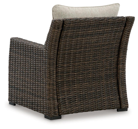 Brook Ranch Brown Outdoor Lounge Chair with Cushion - back view