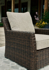 Brook Ranch Brown Outdoor Lounge Chair with Cushion - detail close-up