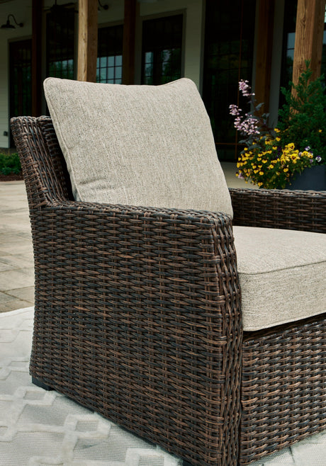 Brook Ranch Brown Outdoor Lounge Chair with Cushion - detail close-up