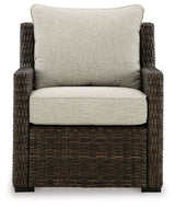 Brook Ranch Brown Outdoor Lounge Chair with Cushion - head on view