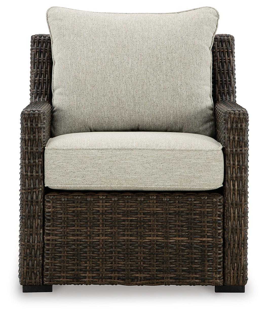 Brook Ranch Brown Outdoor Lounge Chair with Cushion - head on view